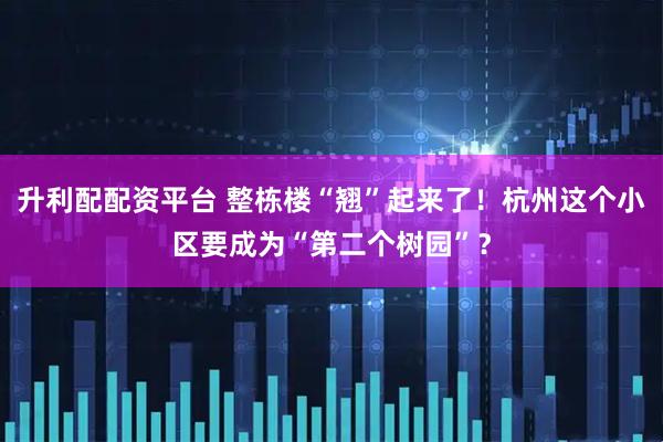 升利配配资平台 整栋楼“翘”起来了！杭州这个小区要成为“第二个树园”？